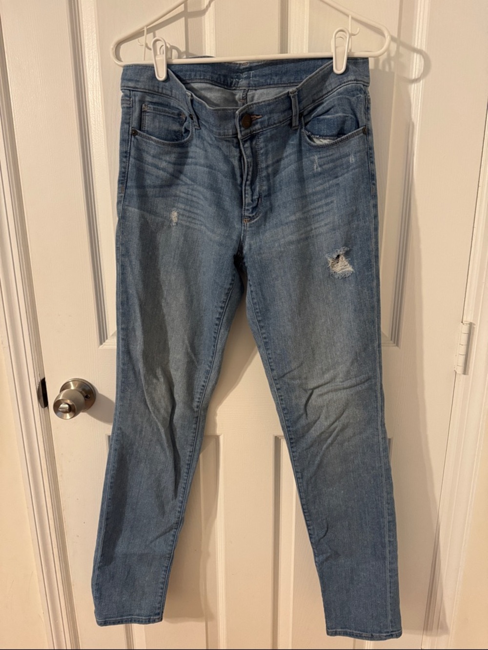 LOFT Light Blue Skinny Jeans with Subtle Distressing